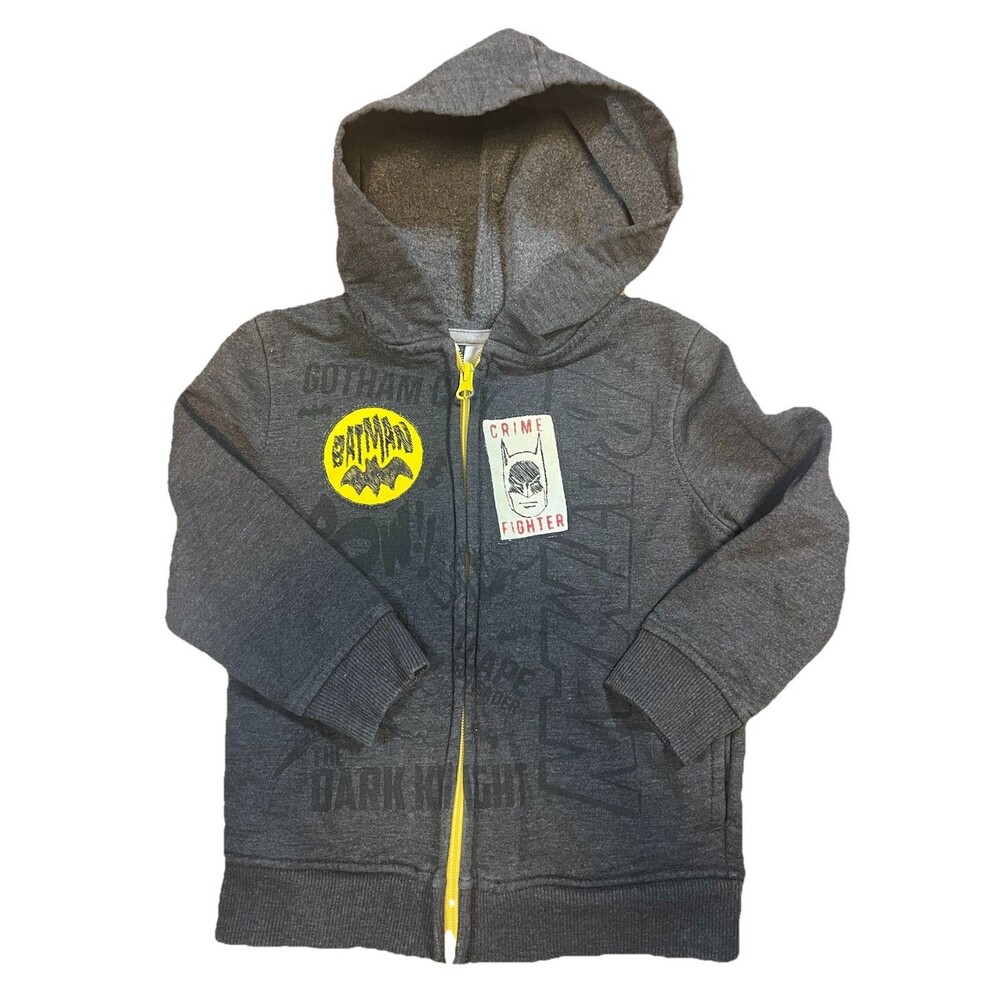 Toddler Boys 3T Batman Super Hero Zip Up Hoodie Graphic Sweatshirt  Jacket EUC